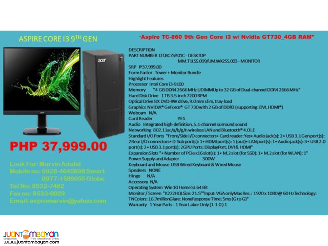 Acer Aspire Desktop For Sale
