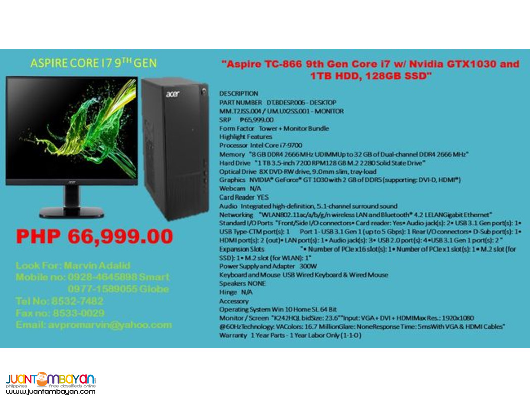 Acer Aspire Desktop For Sale
