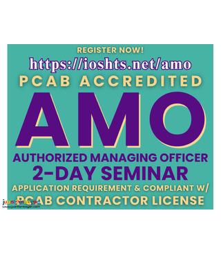 PCAB AMO Seminar PCAB Authorized Managing Officer Seminar 2 days