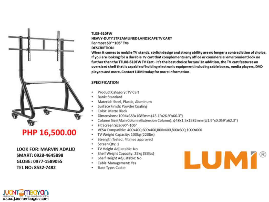 Lumi TV Cart/Troller Heavy Duty