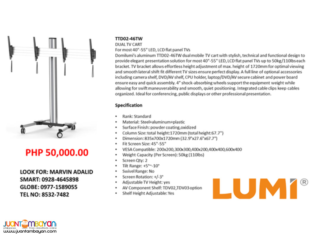 Lumi TV Cart/Troller Heavy Duty