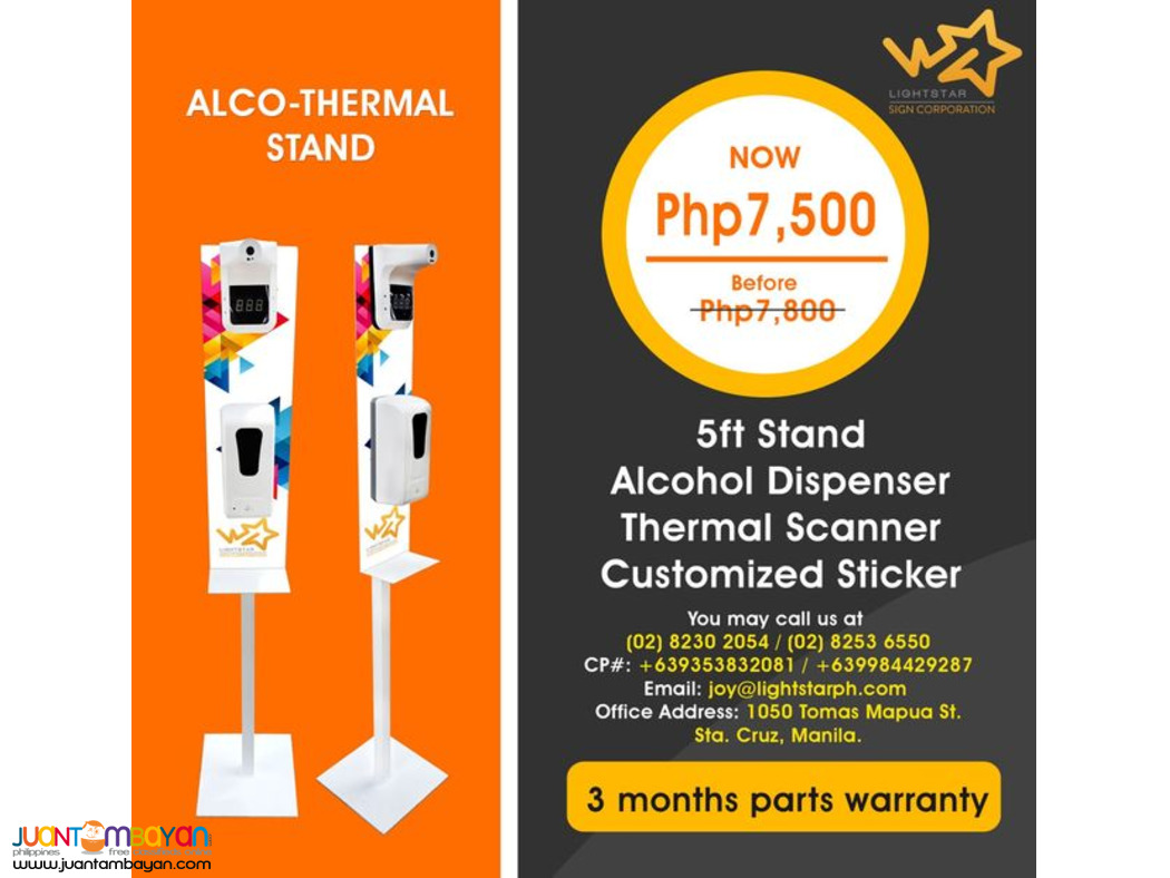 Alcohol Dispenser and Thermal Scanner with Stand