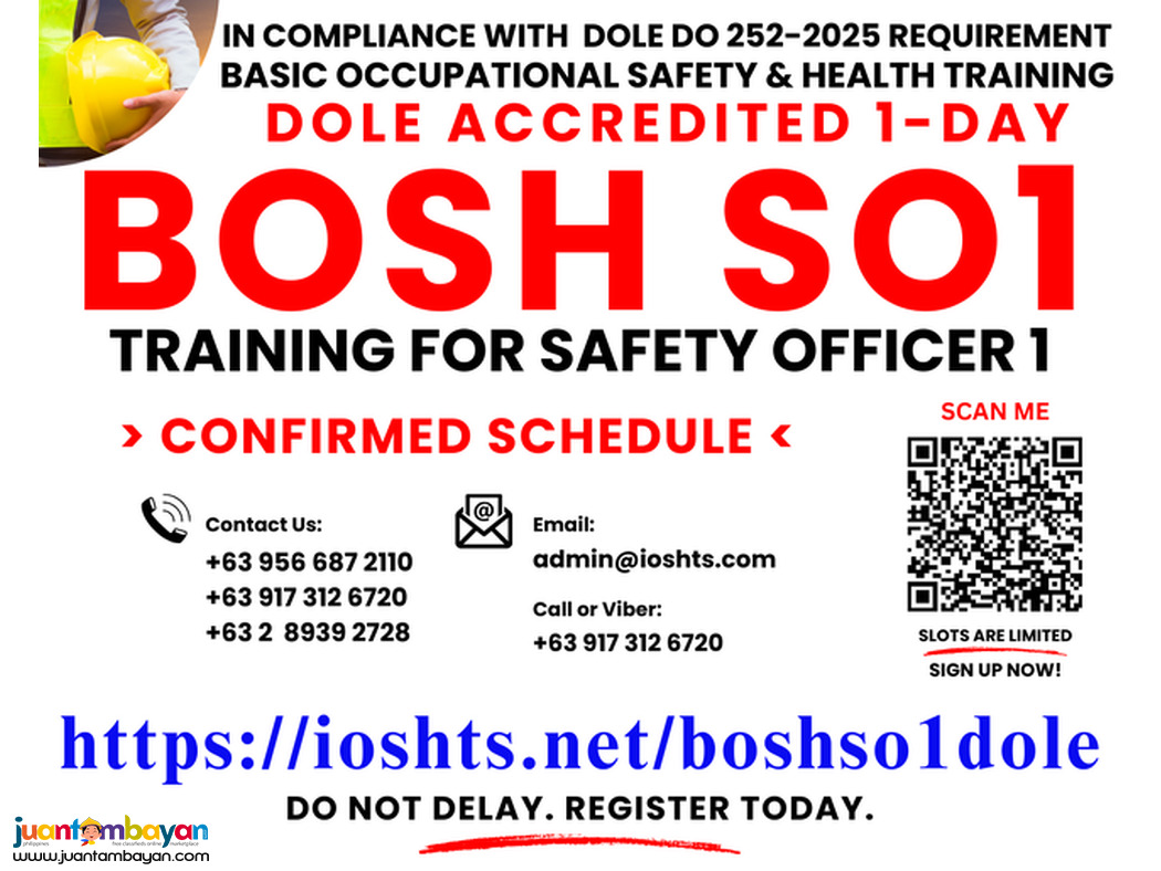 DOLE Online Safety Officer 1 BOSH Training SO1 DOLE Accredited