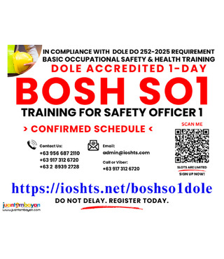 DOLE BOSH Training SO1 Training Safety Officer 1 Accredited Training