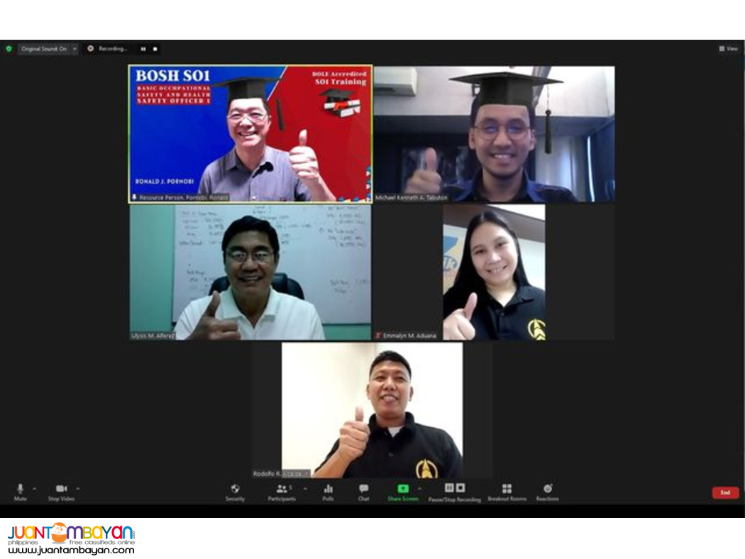 BOSH SO1 Training DOLE SO1 Safety Officer 1 Training Online DOLE