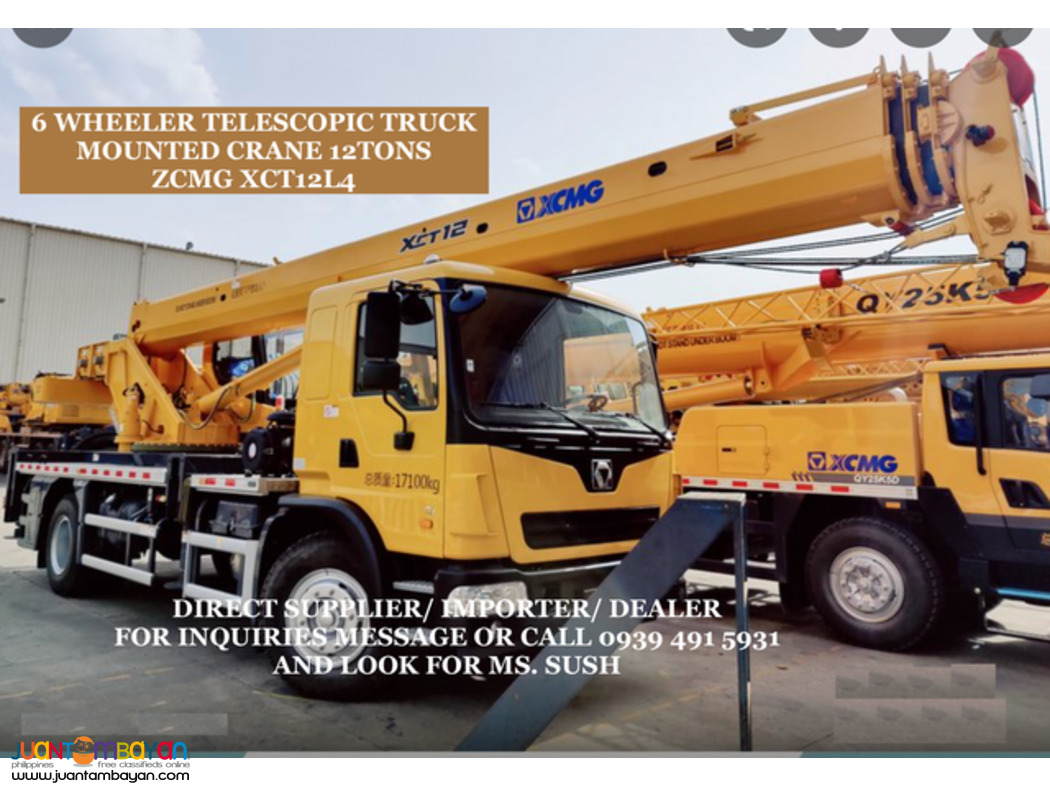 6 WHEELER TELESCOPIC TRUCK MOUNTED CRANE 12TONS XCMG