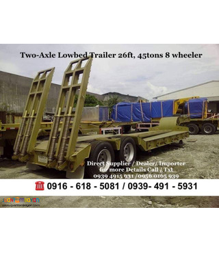 8 wheeler two-axle low bed trailer 40tons 26ft for sale