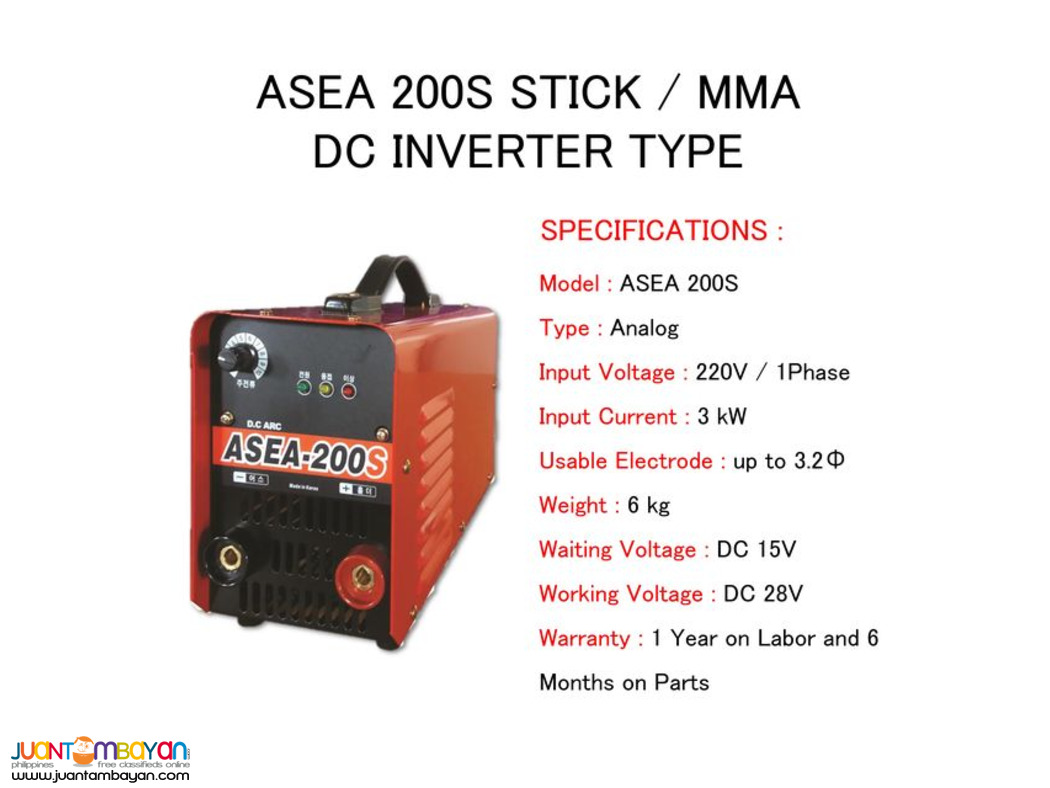 ASEA 200S DC Inverter Type Welding Machine - Made in Korea(BLACK/RED)