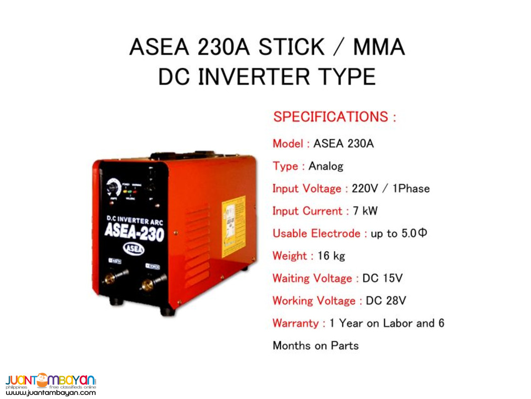 ASEA 230A ARC/STICK/MMA DC Inverter Welding Machine - Made in Korea