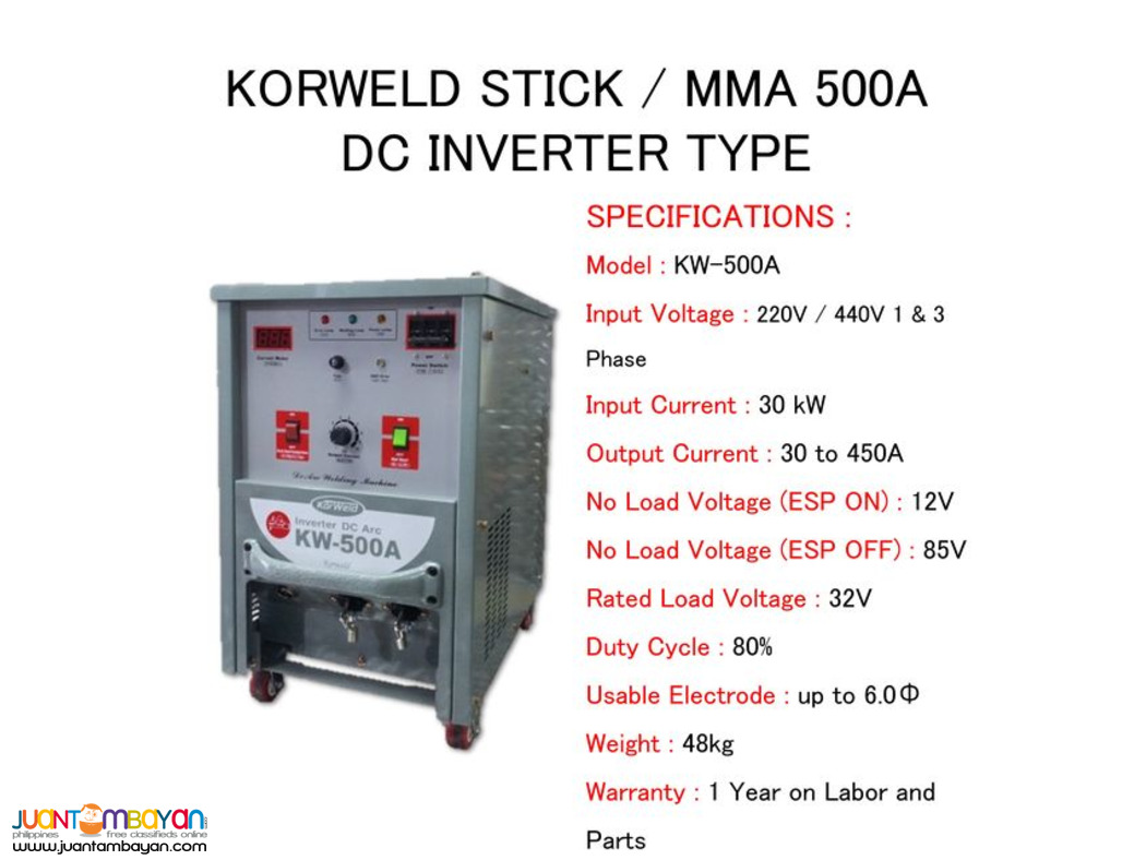 500A ARC/MMA DC Inverter Welding Machine - Korweld