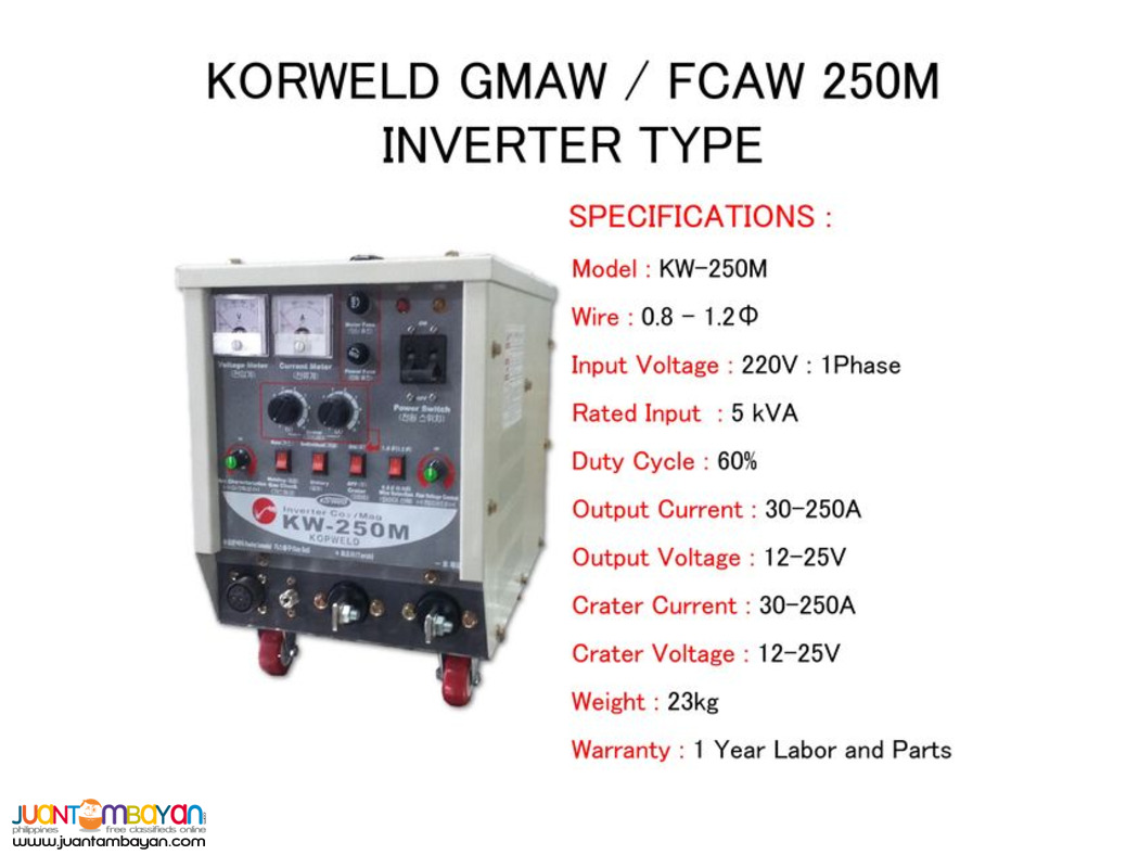 GMAW/FCAW Welding Machine - Korweld 250A DC Inverter Type