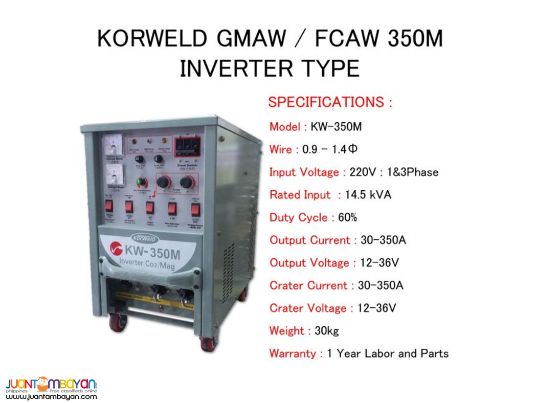CO2 MIG DC Inverter Welding Machine - GMAW/FCAW - Korweld 350A
