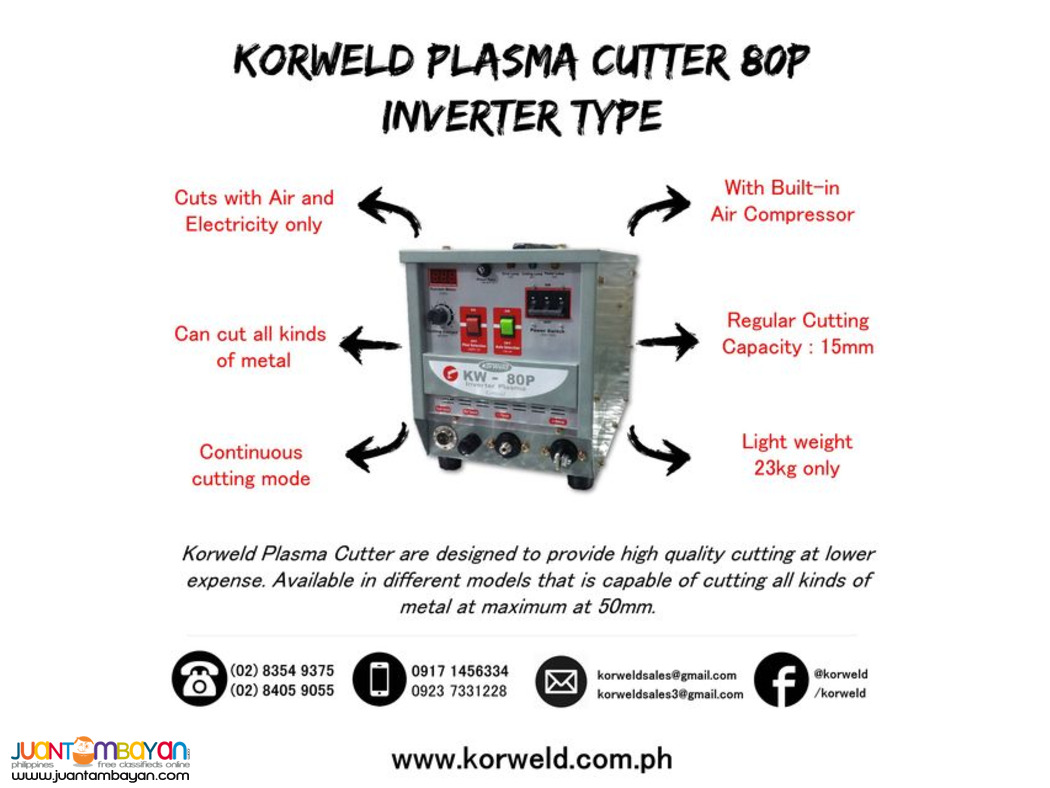  Korweld Plasma Cutter 80P DC Inverter *Needs external Aircompressor 