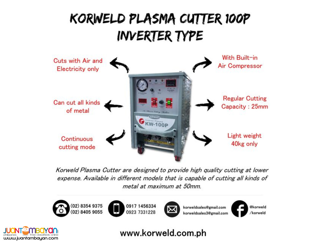 Korweld Plasma Cutter 100P DC Inverter Type - Made in Korea