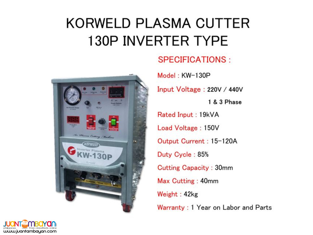 Korweld 130P Plasma Cutter - up to 40mm cutting capacity