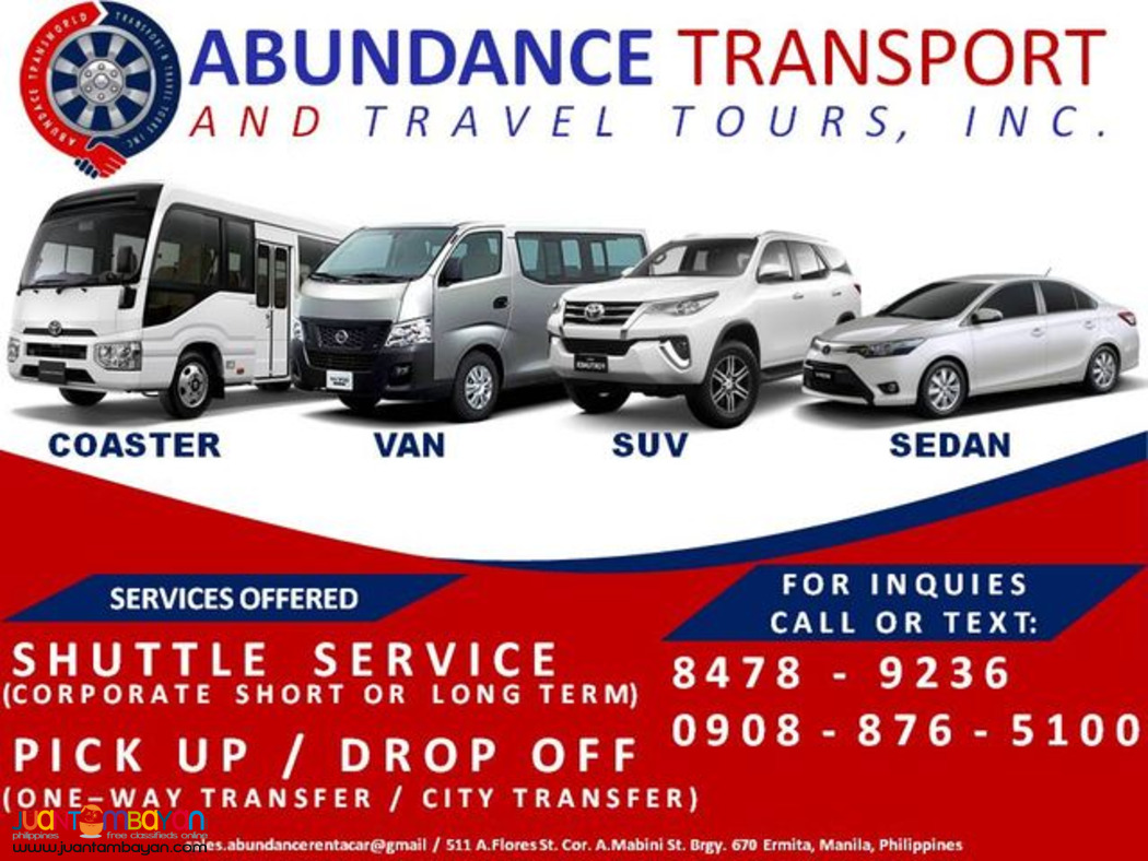 Car Rental and Shuttle Service Manila