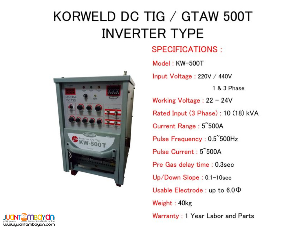 TIG Welding Machine - 500A DC Inverter Type