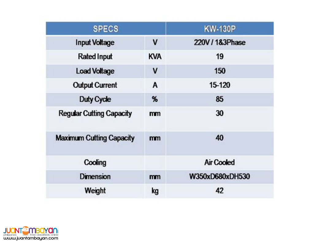 Korweld 130P Plasma Cutter - up to 40mm cutting capacity