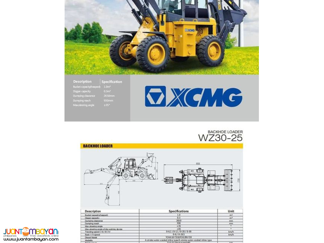 WZ30-25 XCMG BACKHOE LOADER, YUCHAI, 0.3/1.0 CBM