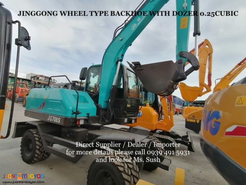 JINGGONG WHEEL type hydraulic backhoe excavator 0.25CUBIC