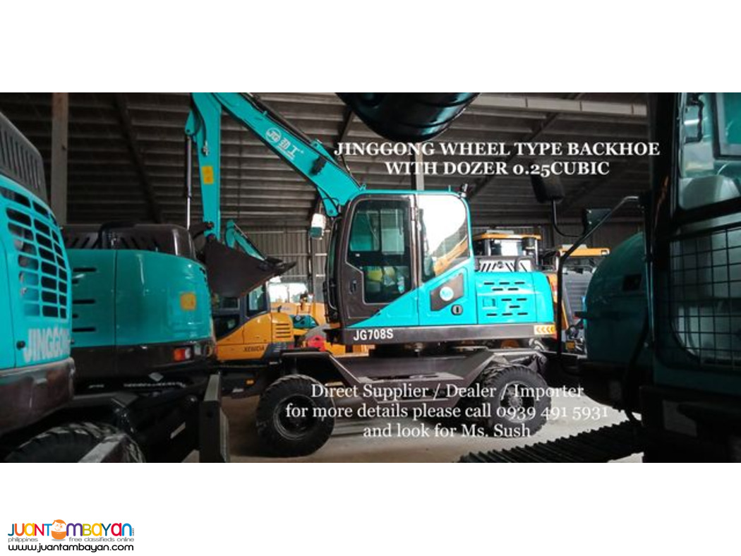 JINGGONG WHEEL type hydraulic backhoe excavator 0.25CUBIC
