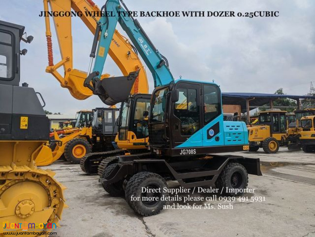 JINGGONG WHEEL type hydraulic backhoe excavator 0.25CUBIC