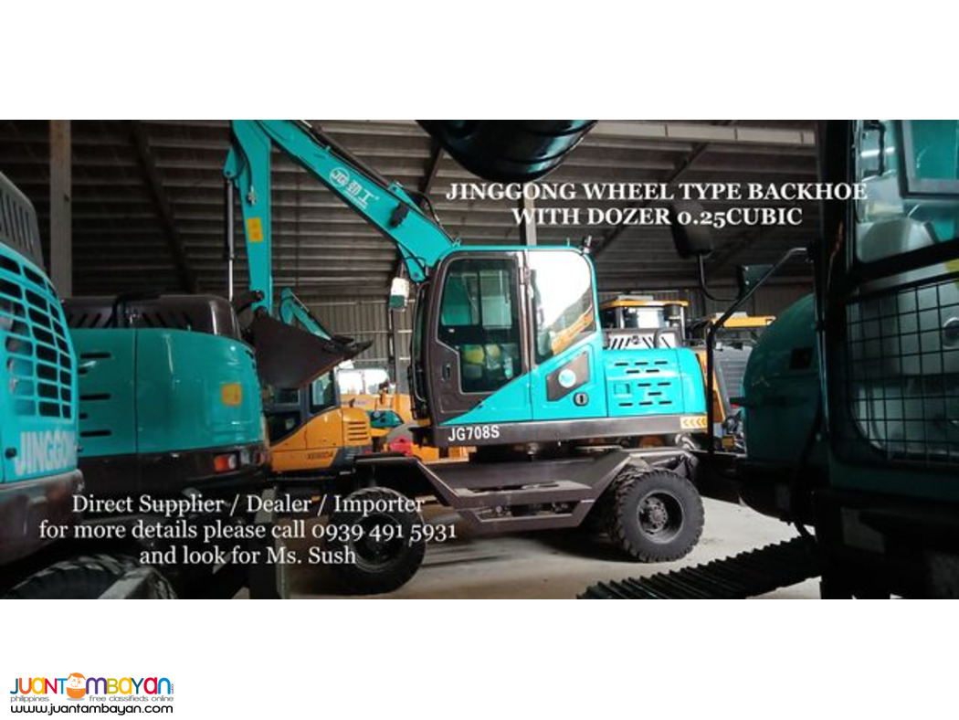 JINGGONG WHEEL type hydraulic backhoe excavator 0.25CUBIC