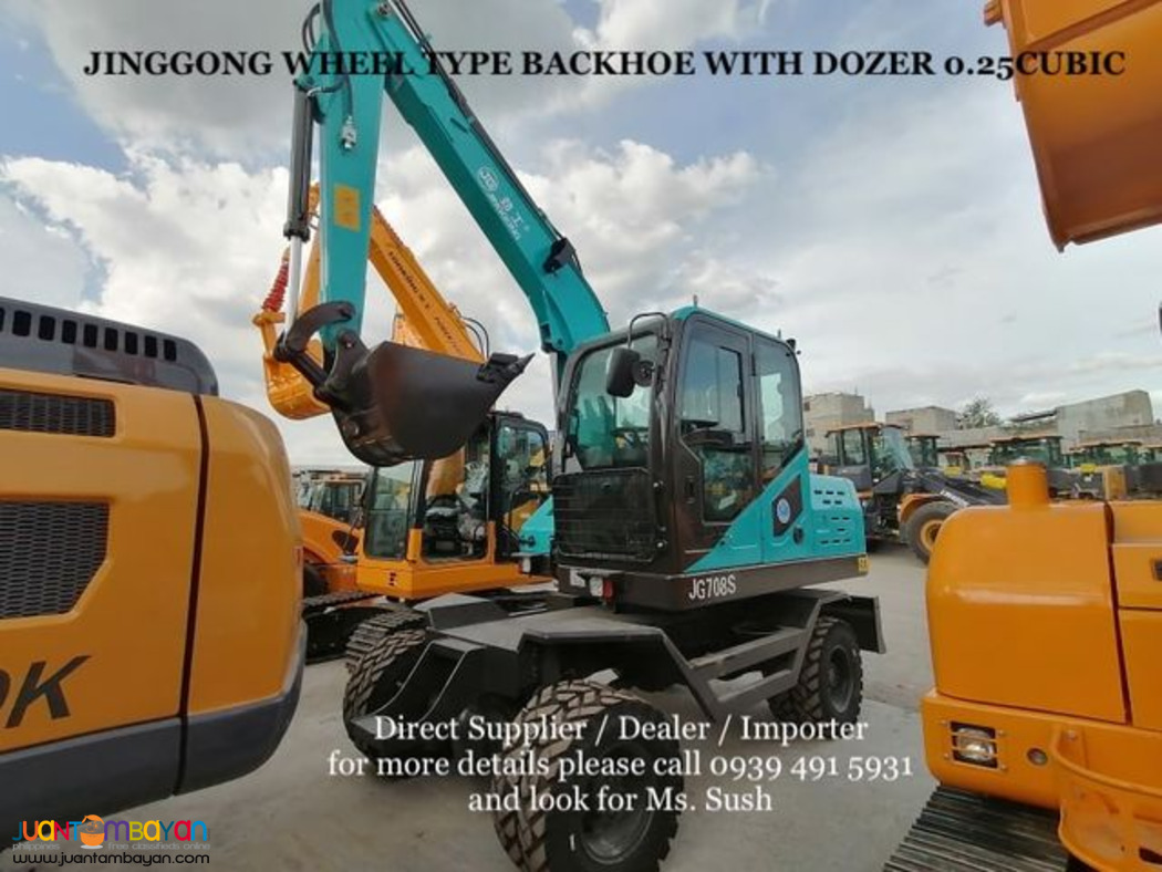 JINGGONG WHEEL type hydraulic backhoe excavator 0.25CUBIC