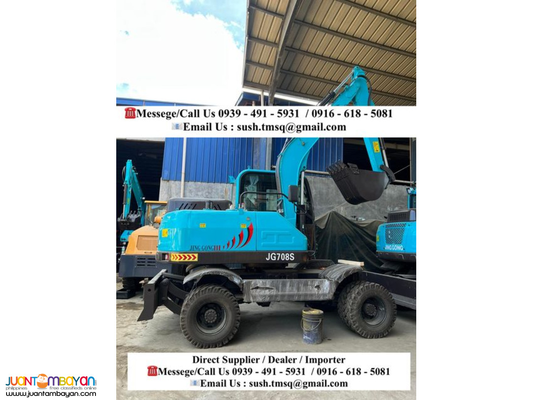 0.25 cubic Wheel Type Backhoe Excavator with Dozer Jinggong JG708S