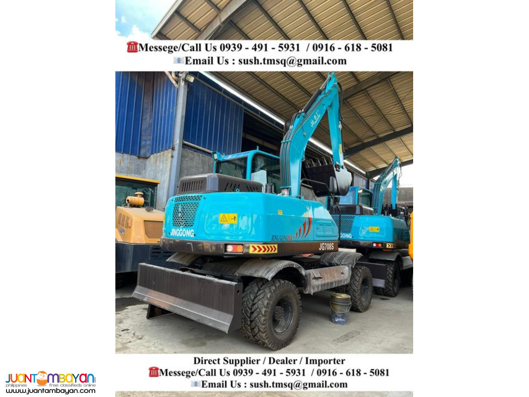 0.25 cubic Wheel Type Backhoe Excavator with Dozer Jinggong JG708S