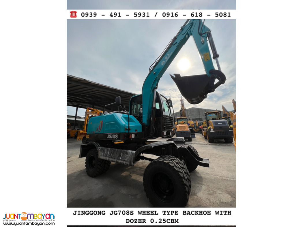 JINGGONG JG708S WHEEL type hydraulic backhoe excavator 0.25CBM