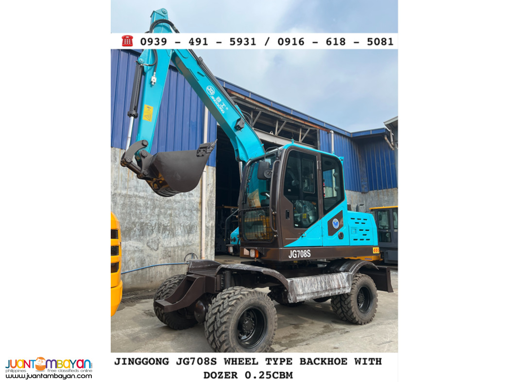 JINGGONG JG708S WHEEL type hydraulic backhoe excavator 0.25CBM