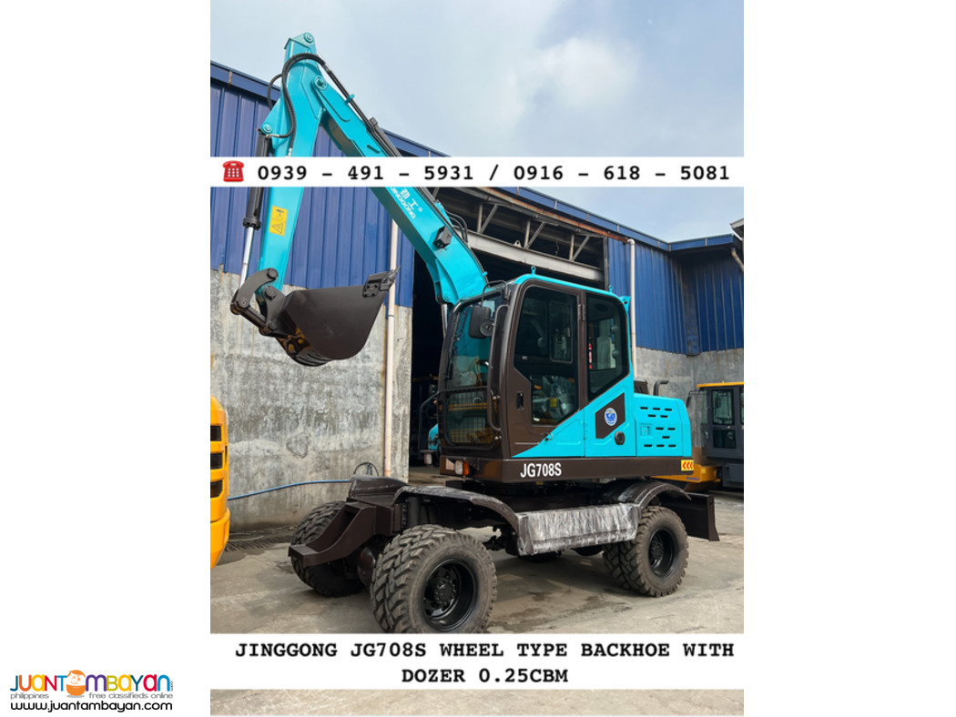 JINGGONG JG708S WHEEL type hydraulic backhoe excavator 0.25CBM
