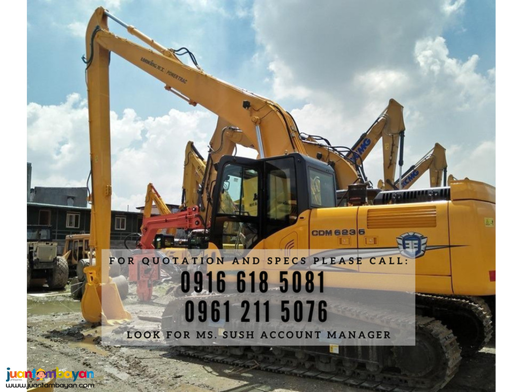 0.4 cubic long arm backhoe excavator lonking cdm6235, cummins engine