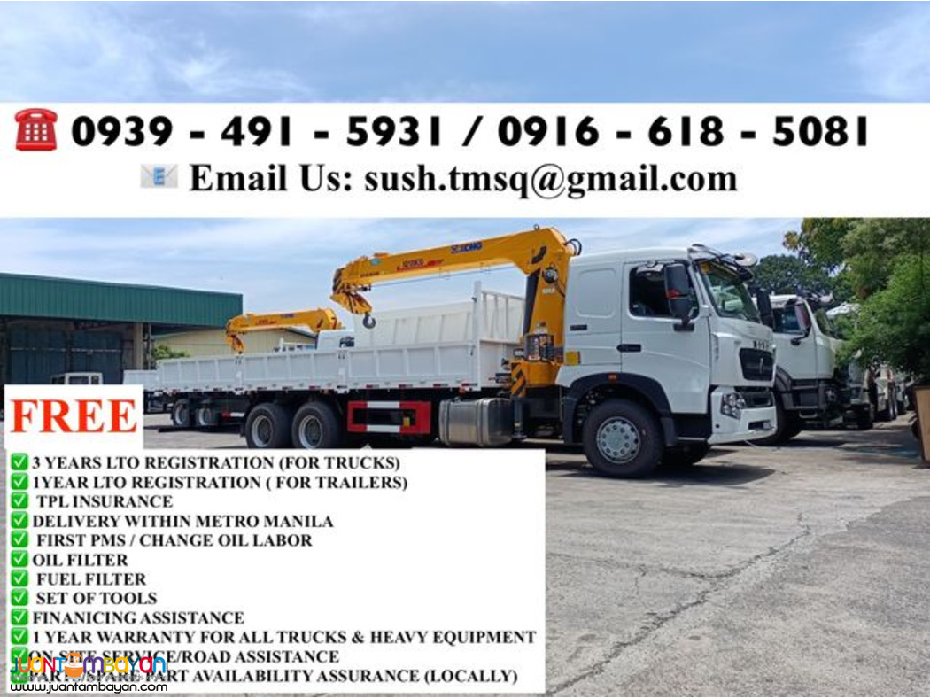 10-Wheeler howo a7 10 tons Cargo boom truck for sale