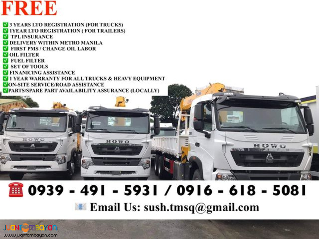 10-Wheeler howo a7 10 tons Cargo boom truck for sale