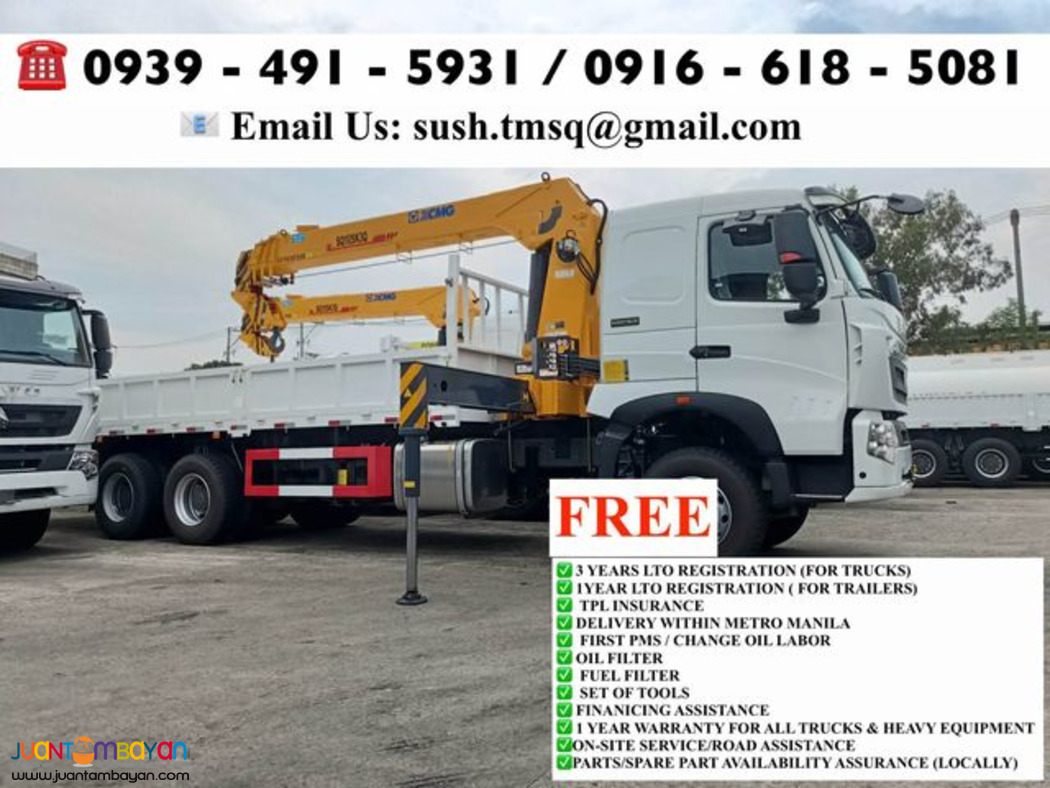 10-Wheeler howo a7 10 tons Cargo boom truck for sale