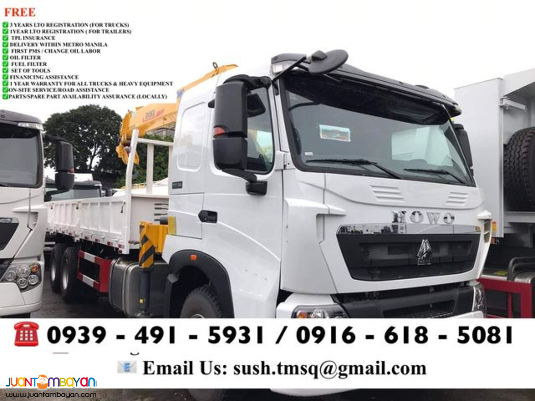 10-Wheeler howo a7 10 tons Cargo boom truck for sale