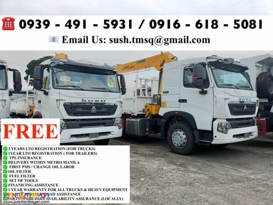 10-Wheeler howo a7 10 tons Cargo boom truck for sale