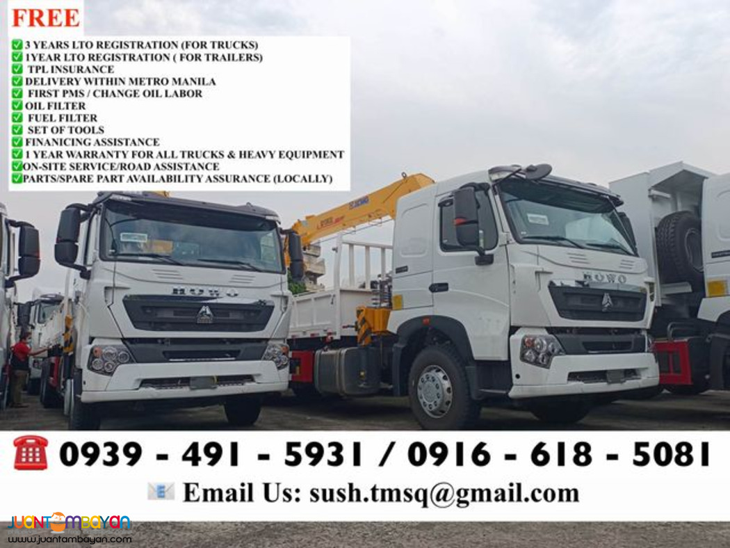 10-Wheeler howo a7 10 tons Cargo boom truck for sale
