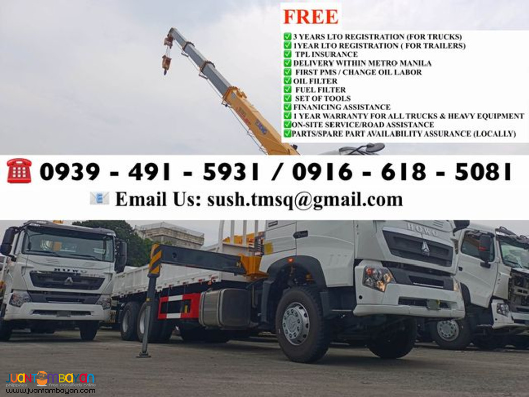 10-Wheeler howo a7 10 tons Cargo boom truck for sale