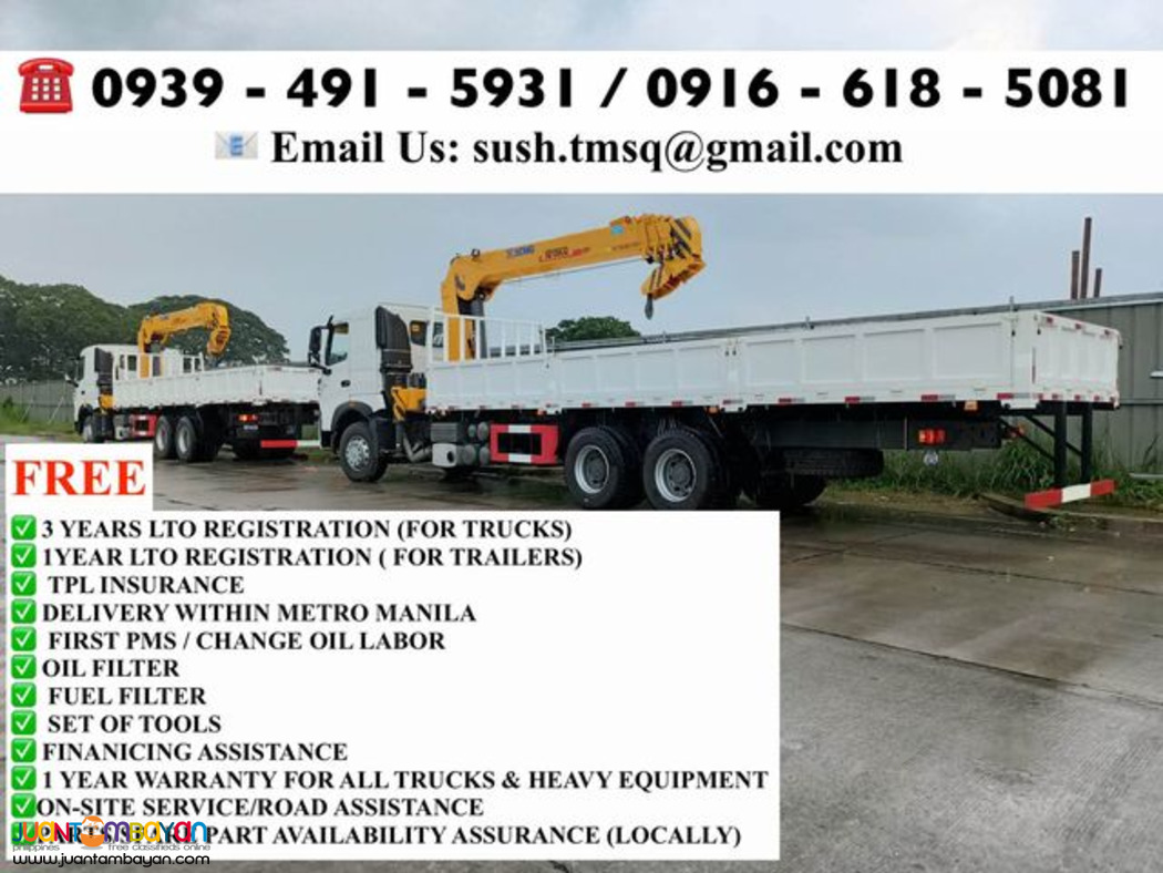 10-Wheeler howo a7 10 tons Cargo boom truck for sale