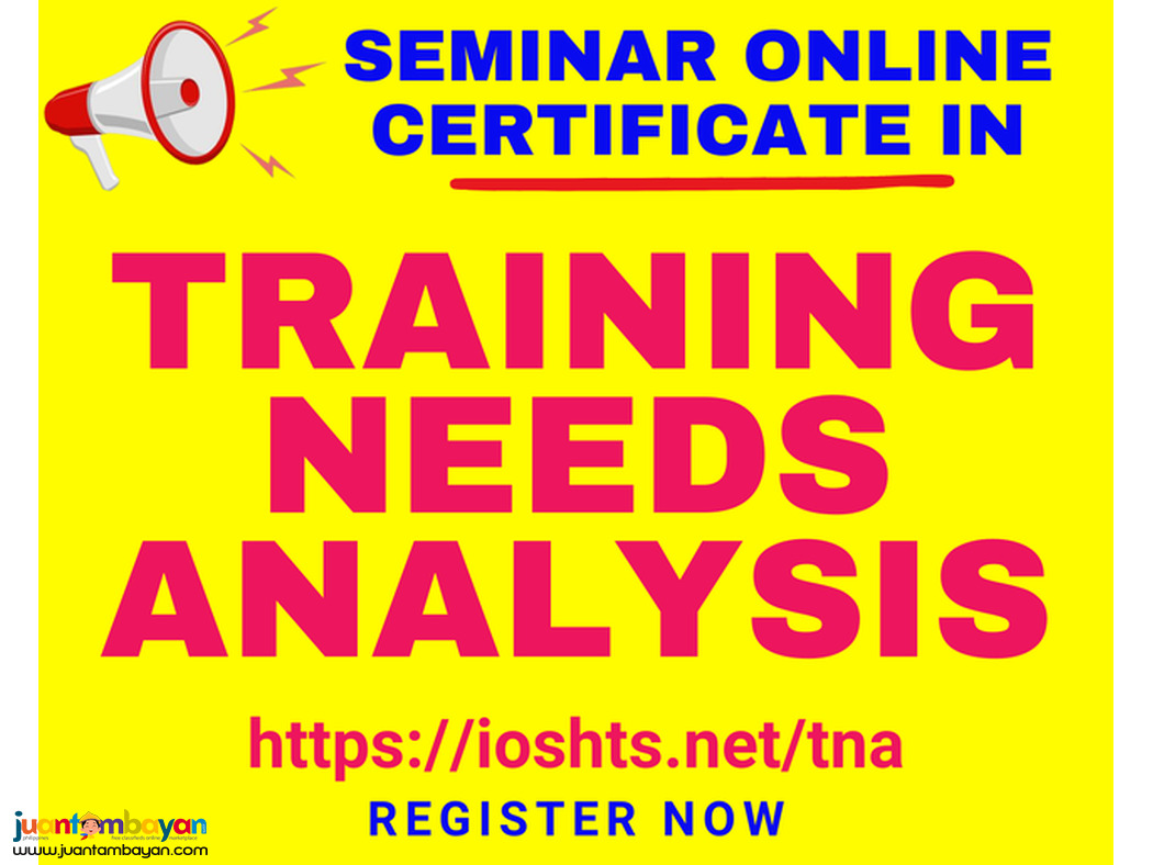 Online Seminar Training Needs Analysis Seminar with Certificate