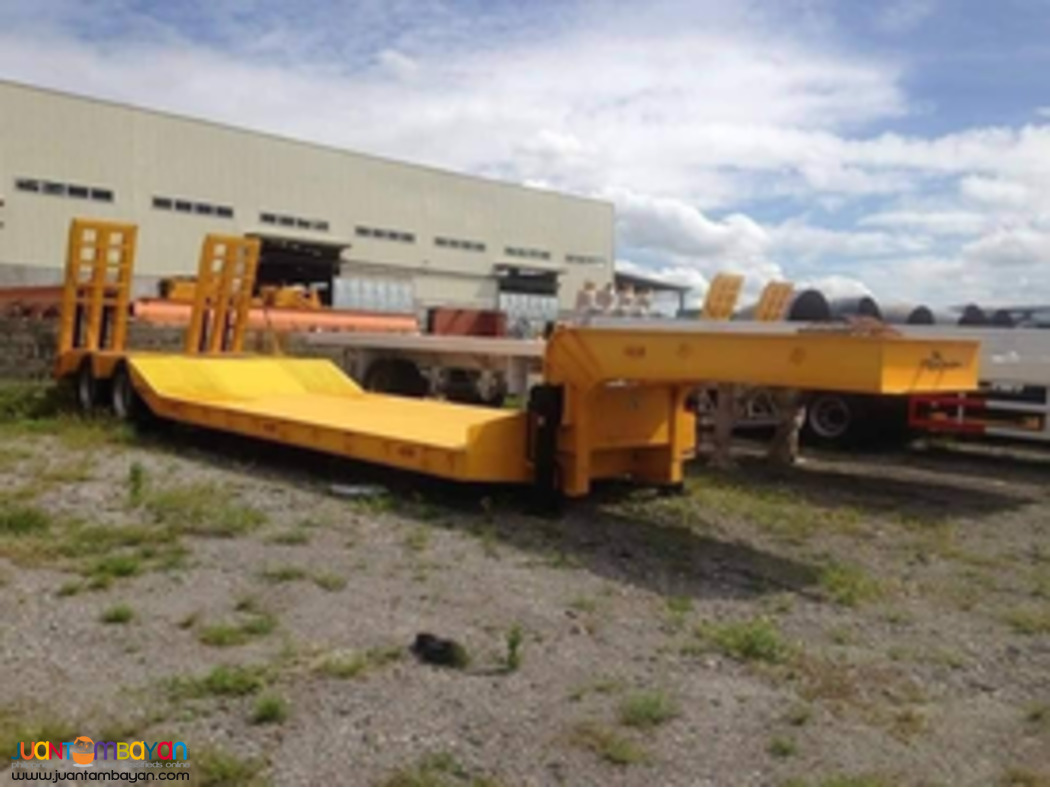 LOWBED TRAILER 8 WHEELERS DOUBLE AXLE BED SIZE 20 FT 40 TONS