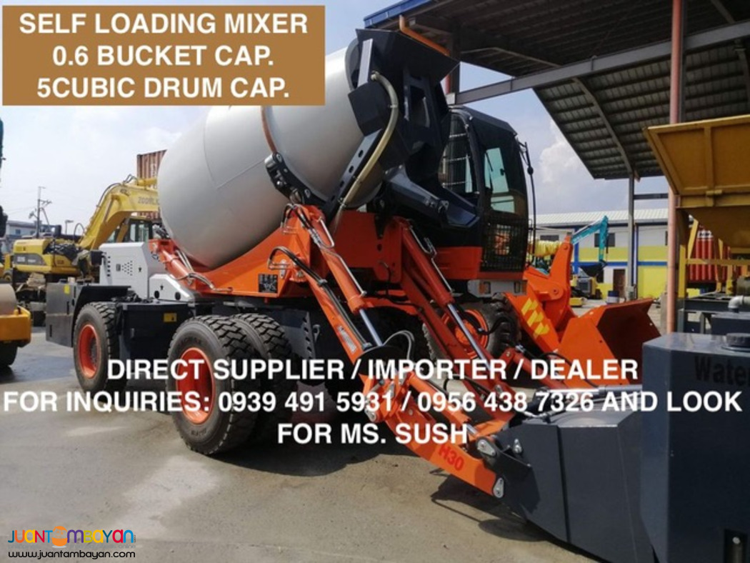 self laoding-mixer truck 0.6cubic bucket cap, 5cubic drum cap.