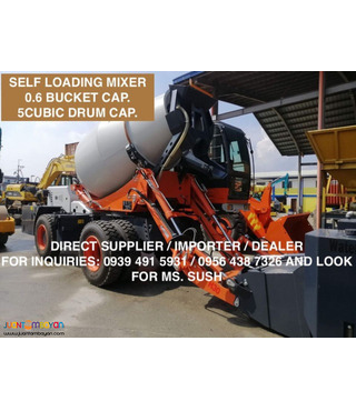self laoding-mixer truck 0.6cubic bucket cap, 5cubic drum cap.
