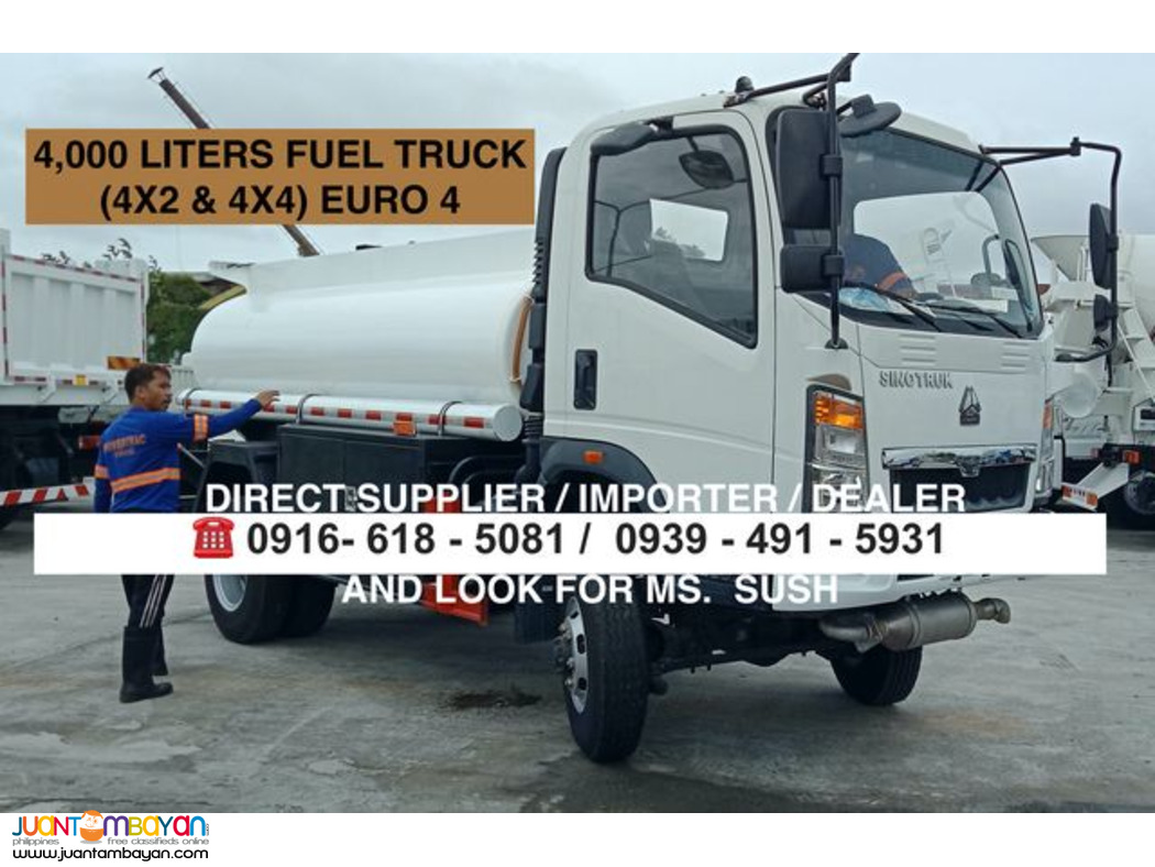 FUEL TRUCK 4,000 LITERS 6 WHEELER SINOTRUK HOMAN H3 4X2 & 4X4