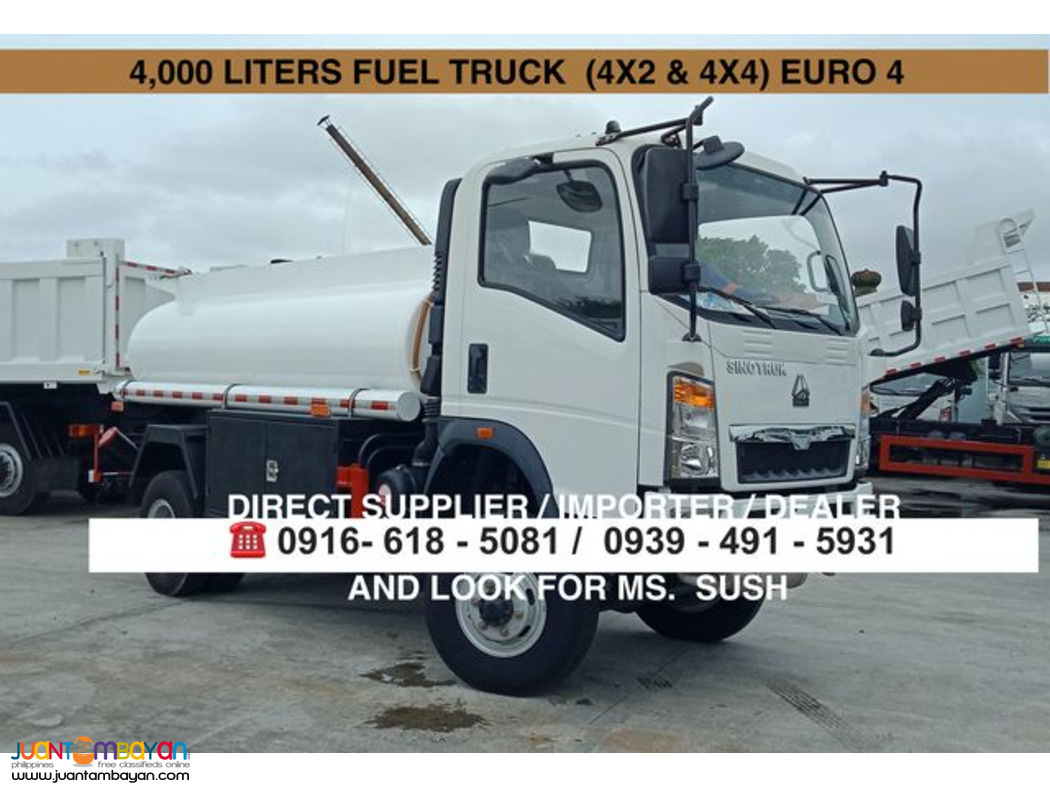 FUEL TRUCK 4,000 LITERS 6 WHEELER SINOTRUK HOMAN H3 4X2 & 4X4