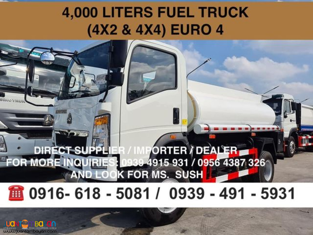 FUEL TRUCK 4,000 LITERS 6 WHEELER SINOTRUK HOMAN H3 4X2 & 4X4
