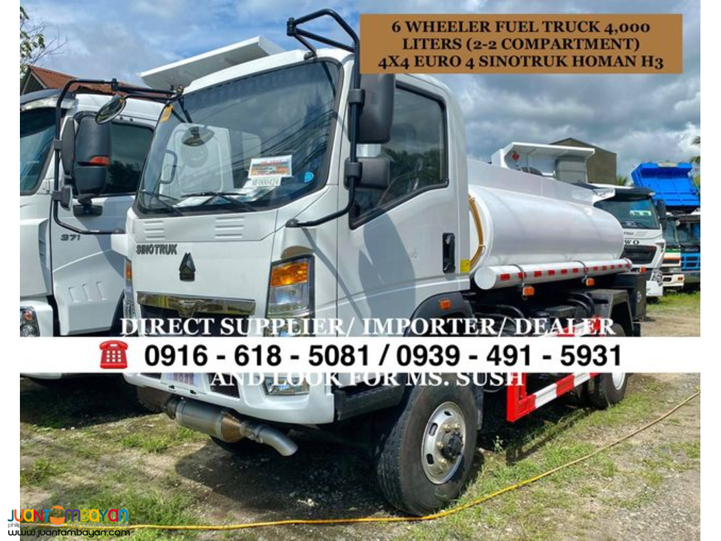 FUEL TRUCK 4,000 LITERS 6 WHEELER SINOTRUK HOMAN H3 4X2 & 4X4